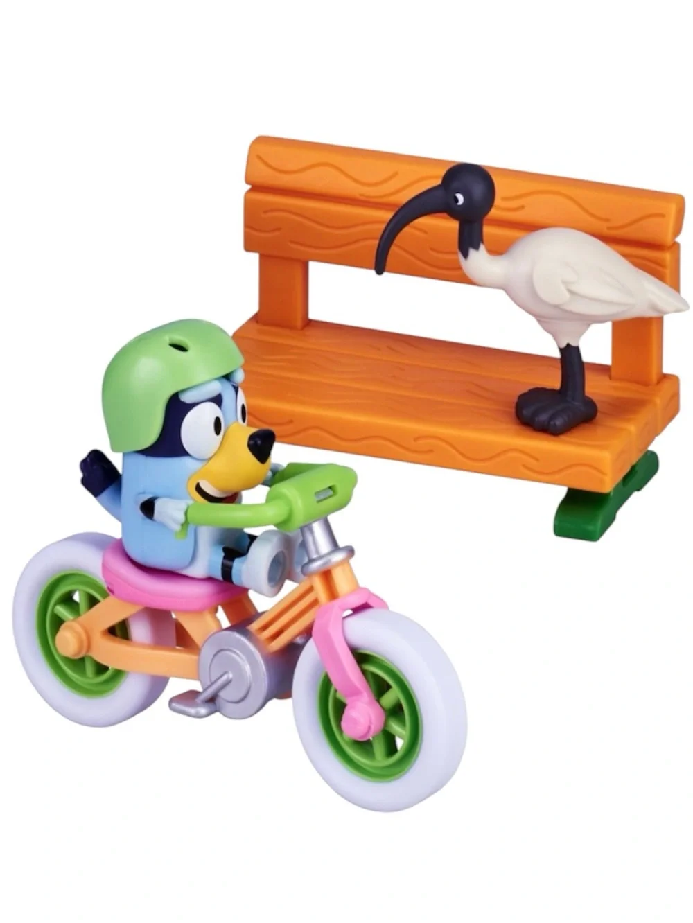 Kids Bluey Bike Playset with Bench and pet-Bluey & Bicycle Figure Set Vehicle
